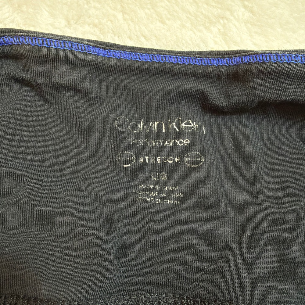 Calvin Klein Performance Womens Black Blue Logo Stretch Cropped Leggings Large - Picture 4 of 4